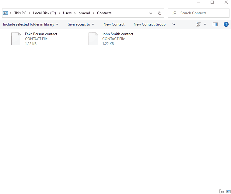 Exporting Windows Contacts to CSV Example